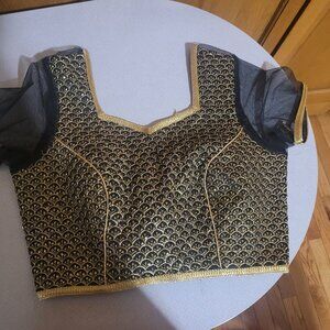 Elegant stylish Fancy Black and Gold Saree Blouse Size 34-36"